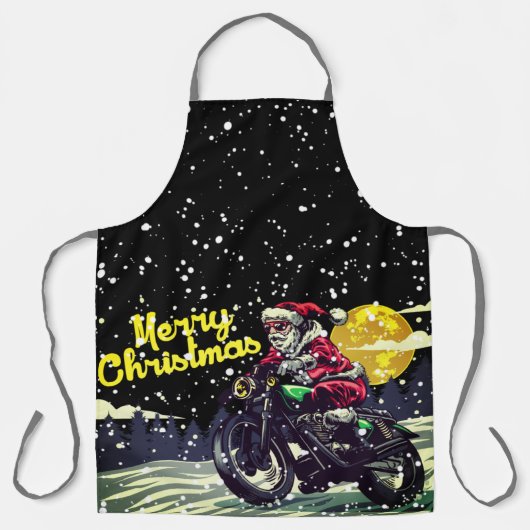 Grappige Biker Sinterklaas Prettig Kerstfeest Schort (Voorkant)