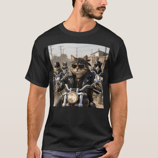 Grappige Bikerkat Gang Motor Meme Hyper T-shirt (Voorkant)