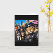 Grappige Bikerkatten Gangsterkatten Straatmotorfie Kaart (Gele Bloem)