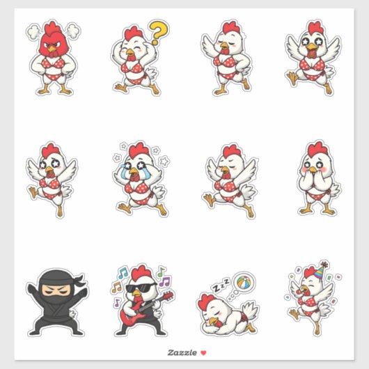 Grappige Bikinikip Kuiken Sticker Pack Cartoon Ki (Vel)