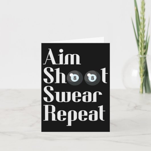 Grappige Biljart 8-ball Pool Speler Doel Schiet Zw Kaart (Voorkant)