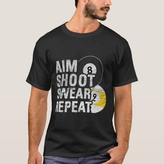 Grappige biljart doel scheut vloeken t-shirt (Voorkant)
