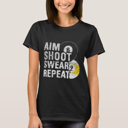 Grappige biljart doel scheut vloeken t-shirt (Voorkant)