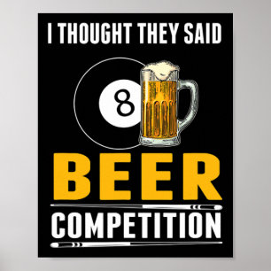 Grappige biljart ik dacht dat ze zeiden bier concu poster