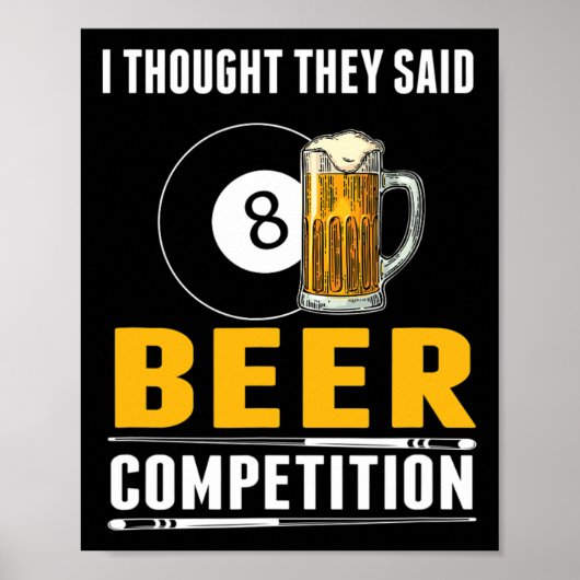 Grappige biljart ik dacht dat ze zeiden bier concu poster (Voorkant)