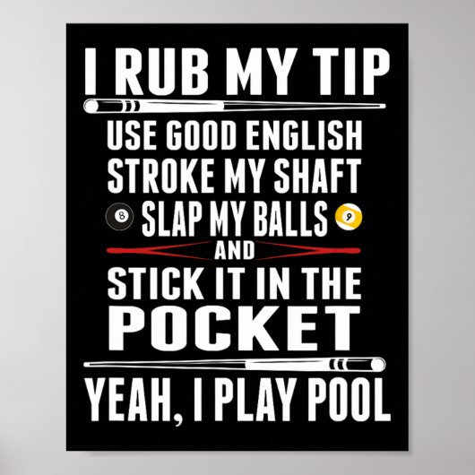 Grappige biljart ik wrijf mijn tip poster (Voorkant)