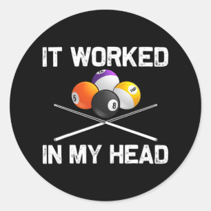 Grappige biljart kunst voor mannen vrouwen biljart ronde sticker