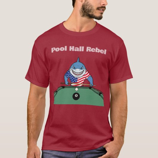 Grappige Biljart Poolhal Rebel T-shirt (Voorkant)