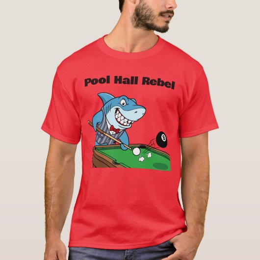 Grappige Biljart Poolhal Rebel T-shirt (Voorkant)