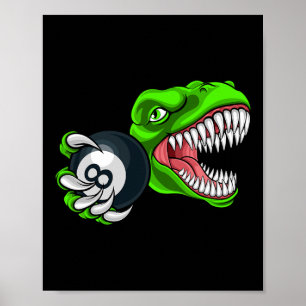 Grappige Biljart T-rex Art Biljart Spelen Pool P Poster