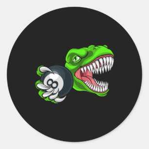 Grappige Biljart T-rex Kunst Biljart Pool Spelen P Ronde Sticker