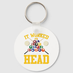 Grappige biljart van de poolhal het werkte in mijn sleutelhanger