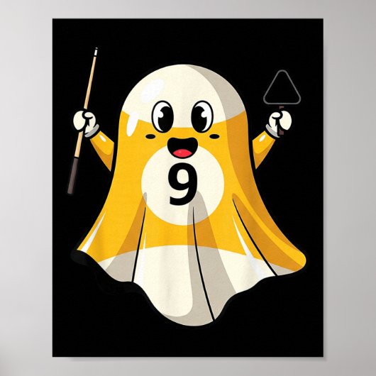 Grappige Billiard Ghost Pumpkin Boo Halloween Kind Poster (Voorkant)