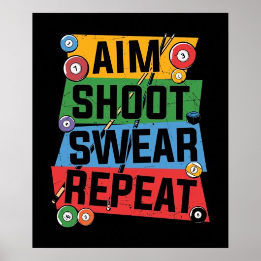 grappige Billiards houden van woordkunst Poster (Voorkant)