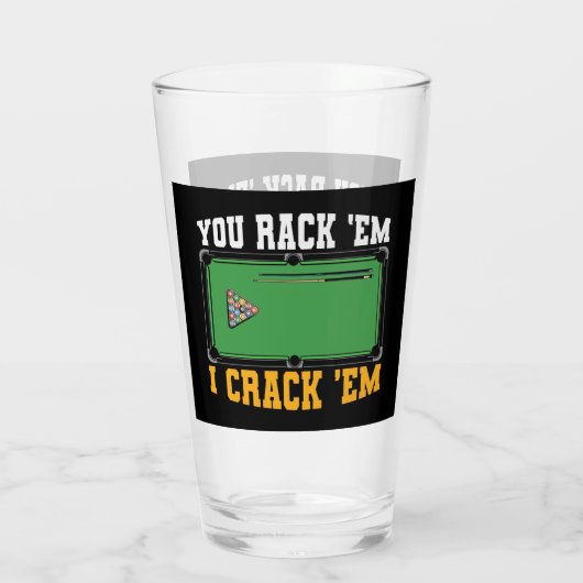 grappige Billiardzaal woordkunst Glas (Achterkant)
