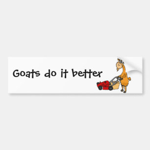 Grappige Billy Geit die Grasmaaier Cartoon Drukt Bumpersticker