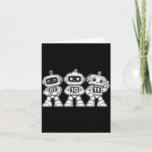 Grappige binaire robots 01 10 11 schattige coderin kaart