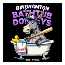 Grappige Binghamton-honkbalbadkuip-ezel Vintage