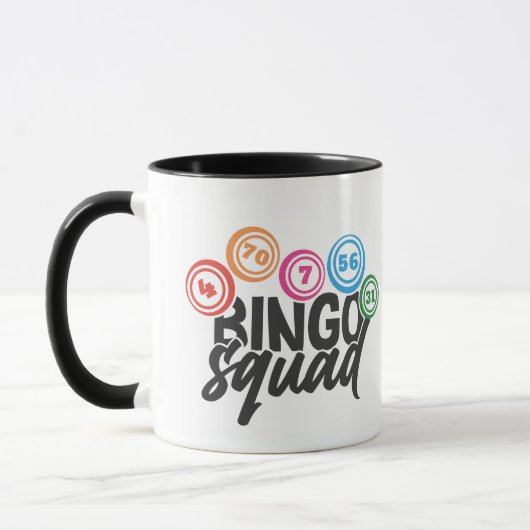 Grappige Bingo squad woordkunst  Mok (Links)
