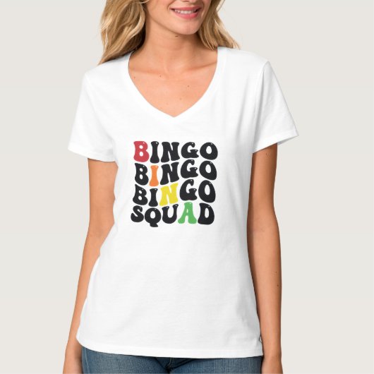 Grappige Bingo squad woordkunst T-shirt (Voorkant)