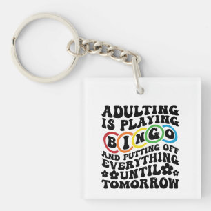 Grappige Bingo volwassen wordkunst Sleutelhanger