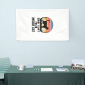 Grappige Binnenkat Vintage Kat Liefhebber Design_1 Spandoek (Beurs)