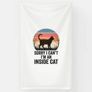 Grappige Binnenkat Vintage Kat Liefhebber Design_1 Spandoek
