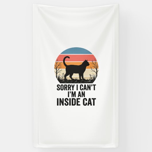 Grappige Binnenkat Vintage Kat Liefhebber Design_1 Spandoek (Verticaal)