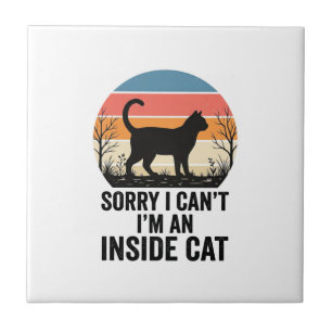 Grappige Binnenkat Vintage Kat Liefhebber Design_1 Tegeltje