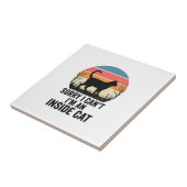 Grappige Binnenkat Vintage Kat Liefhebber Design_1 Tegeltje (Zijkant)