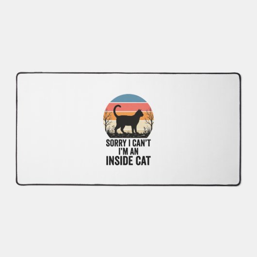 Grappige Binnenkat Vintage Kattenliefhebber Design Bureaumat (Voorkant)