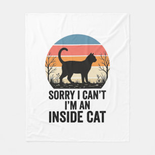 Grappige Binnenkat Vintage Kattenliefhebber Design Fleece Deken