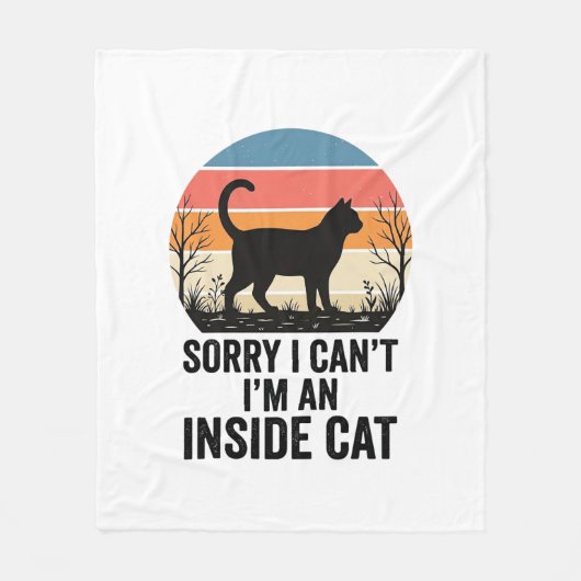 Grappige Binnenkat Vintage Kattenliefhebber Design Fleece Deken (Voorkant)