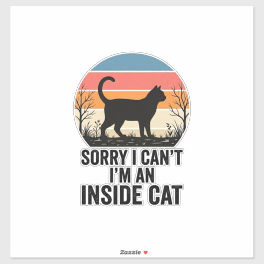 Grappige Binnenkat Vintage Kattenliefhebber Design Sticker (Vel)