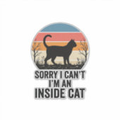 Grappige Binnenkat Vintage Kattenliefhebber Design Sticker (Voorkant)