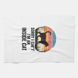Grappige Binnenkat Vintage Kattenliefhebber Design Theedoek