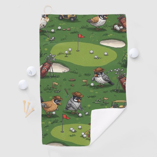 Grappige Birdie Golfers in de  scene Golfhanddoek (Insitu)