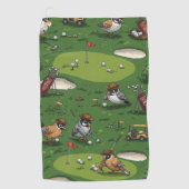 Grappige Birdie Golfers in de  scene Golfhanddoek (Voorkant)
