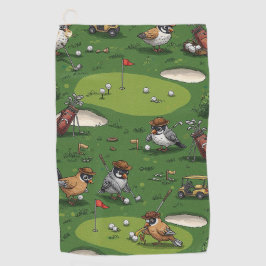 Grappige Birdie Golfers in de  scene Golfhanddoek