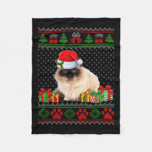 Grappige Birman Cat Santa Hat Lelijke Kersttrui Fleece Deken
