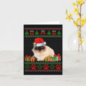 Grappige Birman Cat Santa Hat Lelijke Kersttrui Kaart (Gele Bloem)