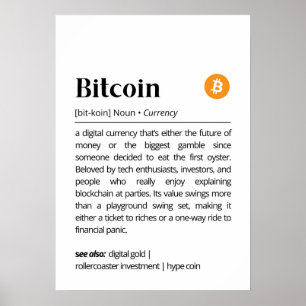 Grappige Bitcoin-definitie Poster