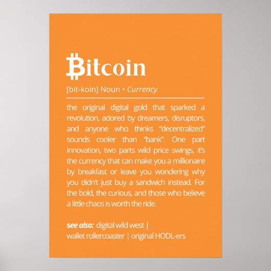 Grappige Bitcoin-definitie Poster (Voorkant)