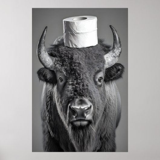 Grappige Bizon Badkamer Kunstprint, Toiletpapierro Poster (Voorkant)