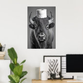 Grappige Bizon Badkamer Kunstprint, Toiletpapierro Poster (Thuiskantoor)