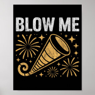 Grappige Blaas Me Kus Me Gelukkig Nieuwjaar Koppel Poster