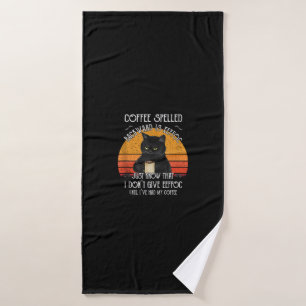 Grappige Black Cat koffie gespeld achterstevoren i Badhanddoek