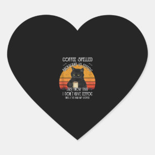 Grappige Black Cat koffie gespeld achterstevoren i Hart Sticker