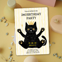 Grappige Black Cat verjaardagsfeestje uitnodiging