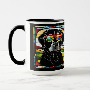 Grappige Black Lab glas-in-lood koffiemok Mok